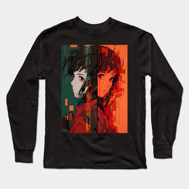 Enter the Digital Realm: Cyberpunk Aesthetics, Mind-Bending Anime, and Futuristic Manga Art Long Sleeve T-Shirt by insaneLEDP